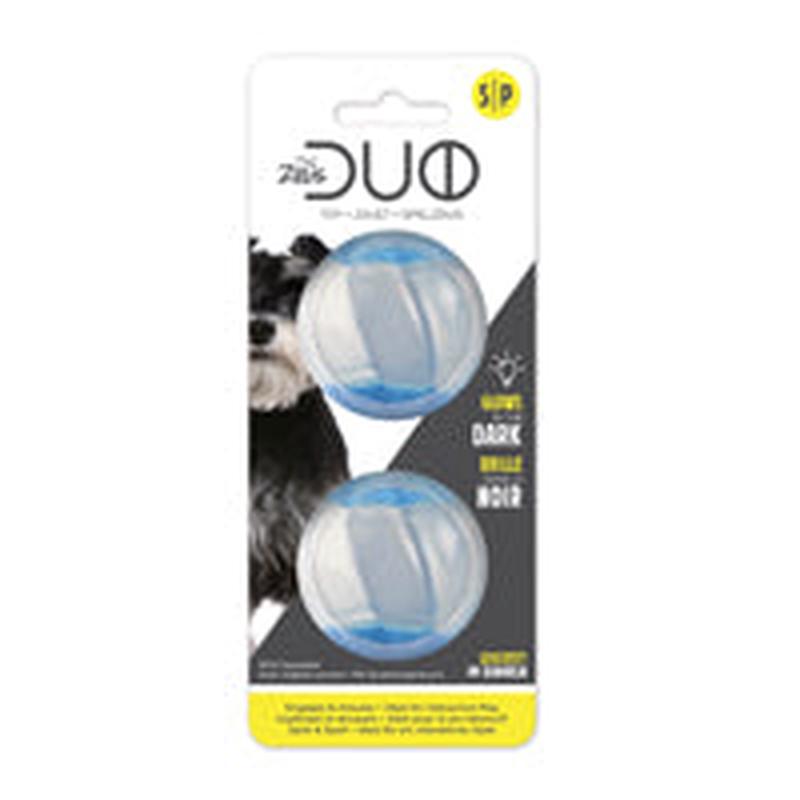 Zeus Duo Ball Dog Toy with Glow in the Dark & Squeaker - Large - 2 pack - 6.3 cm (2.5 in)