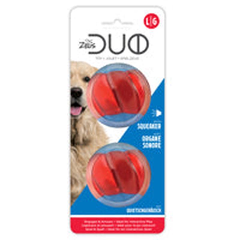 Zeus Duo Ball Dog Toy with Squeaker - Large - 2 pack - 6.3 cm (2.5 in)