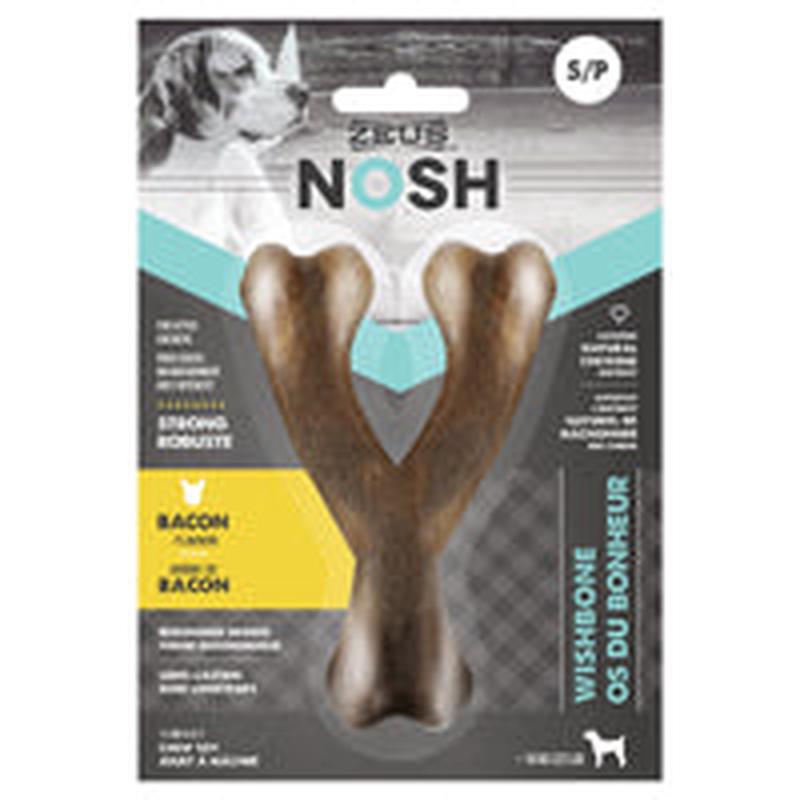 Zeus NOSH Strong Wishbone Chew Toy - Bacon Flavour - Small - 11 cm (4.5 in)