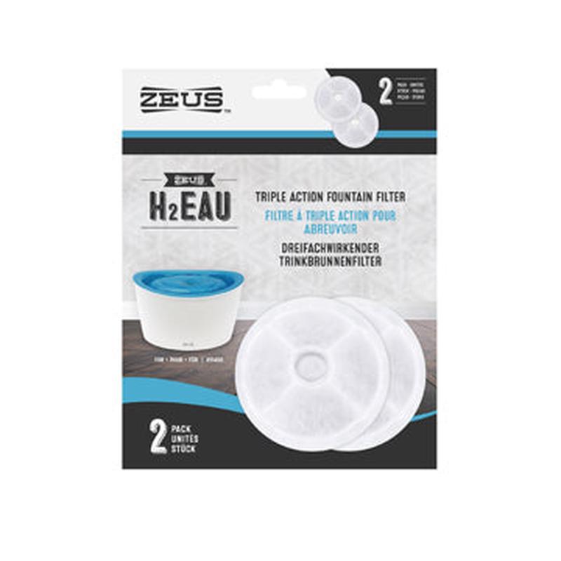 Zeus H2EAU Triple Action Fountain Filters - 2 pack