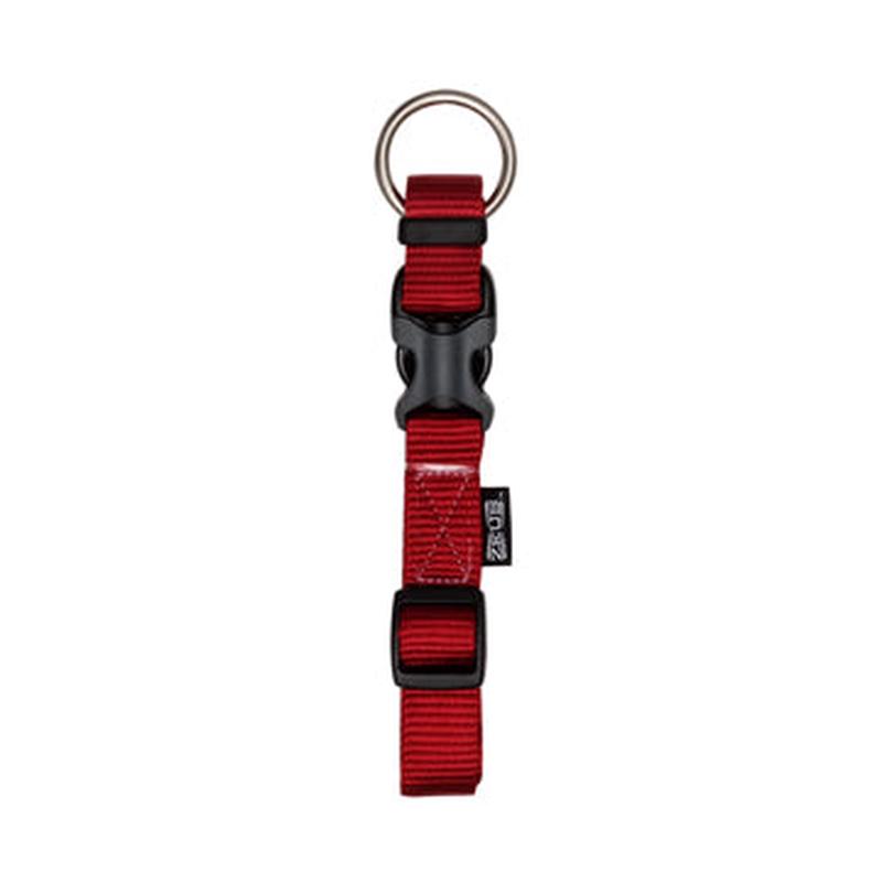 Zeus Adjustable Nylon Dog Collar - Deep Red - Large - 2 cm x 36 cm-55 cm (3-4in x 14in-22in)