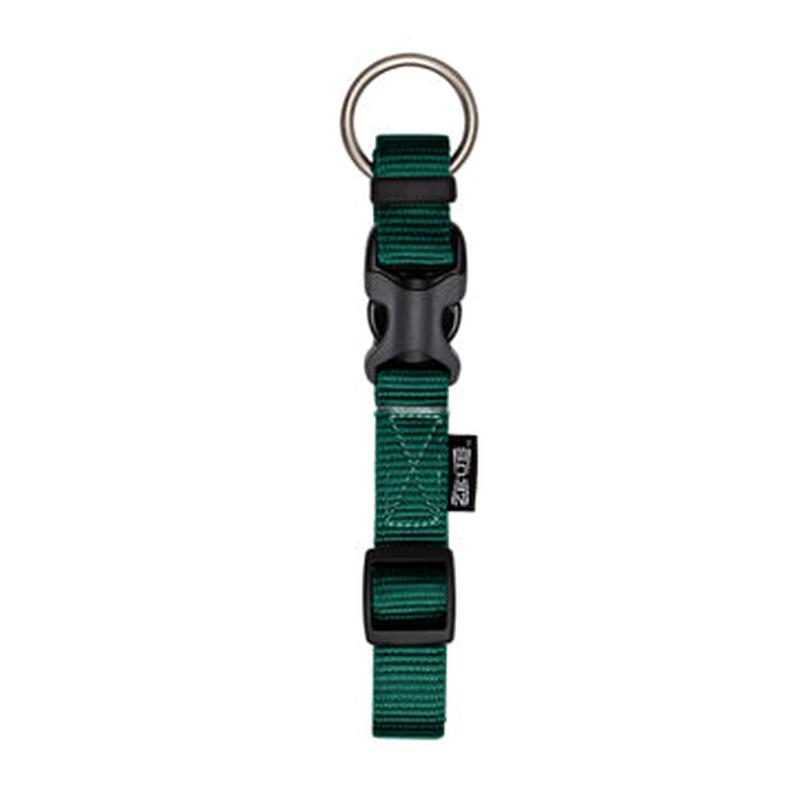 Zeus Adjustable Nylon Dog Collar - Forest Green - Medium - 1.5 cm x 28 cm-40 cm (1-2in x 11in-16in)
