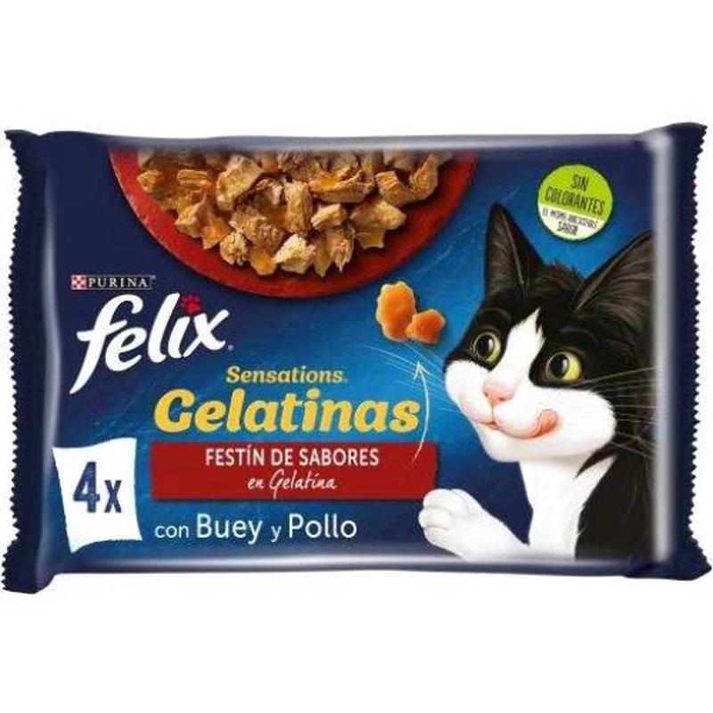 Felix Sensations Mix Beef with Tomato, Chicken with Carrots in Jelly 4x85gr