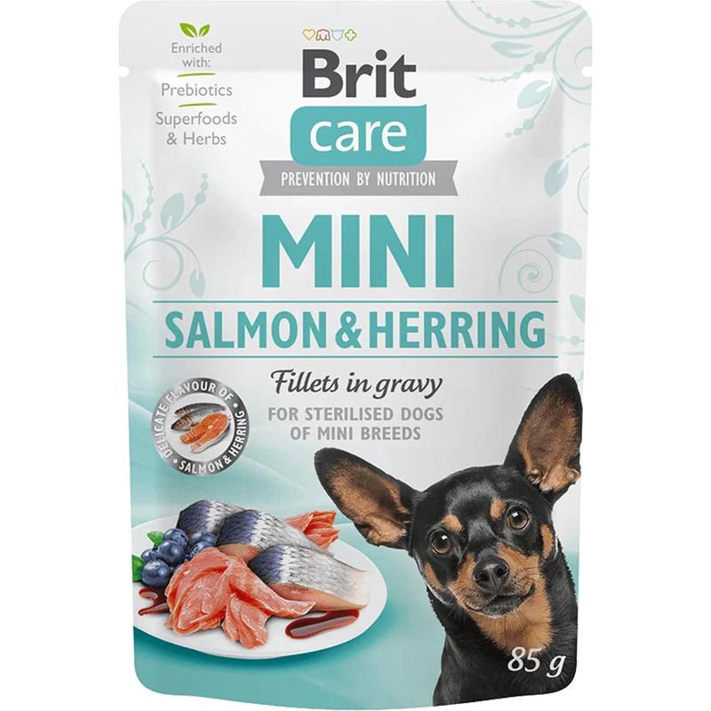 Brit Care Mini Sterilised Salmon & Herring Pouches 85gr
