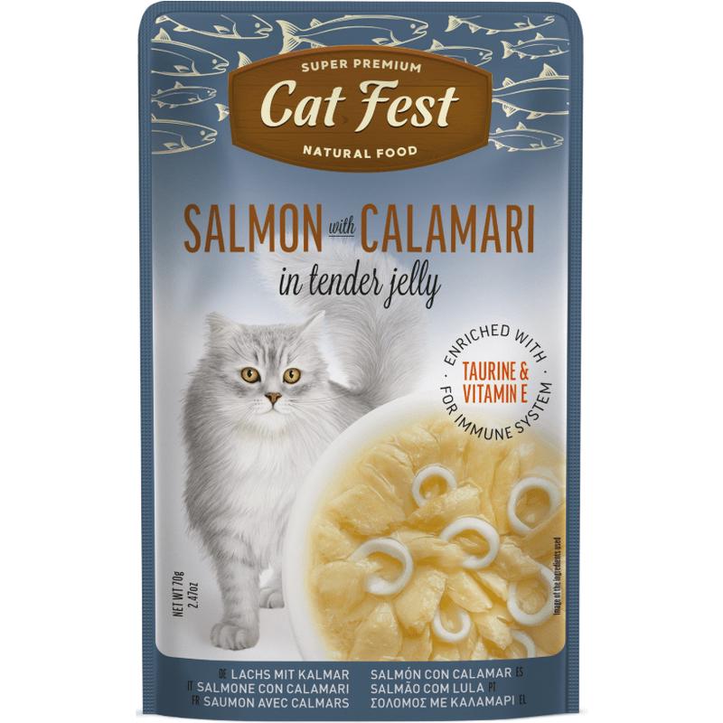 Cat Fest Salmon with Calamari in Jelly 70gr