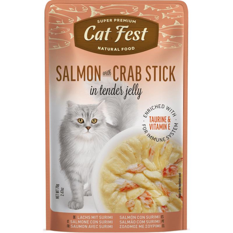 Cat Fest Salmon with Crabstick in Jelly 70gr
