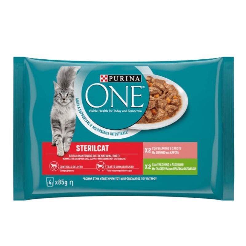 Purina One Sterlicat Food for Adult Neutered Cats with Salmon & Turkey 4x85gr