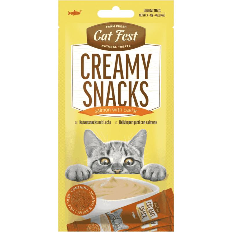 Cat Fest Creamy Snacks with Salmon & Caviar 4x10gr