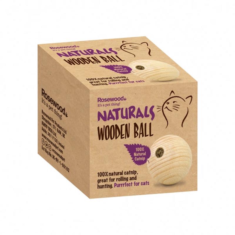 Cat Naturals CatNip Wooden Ball -  RoseWood