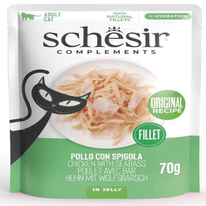 Schesir Wet Cat Food - Chicken with SeaBass 12x70gr