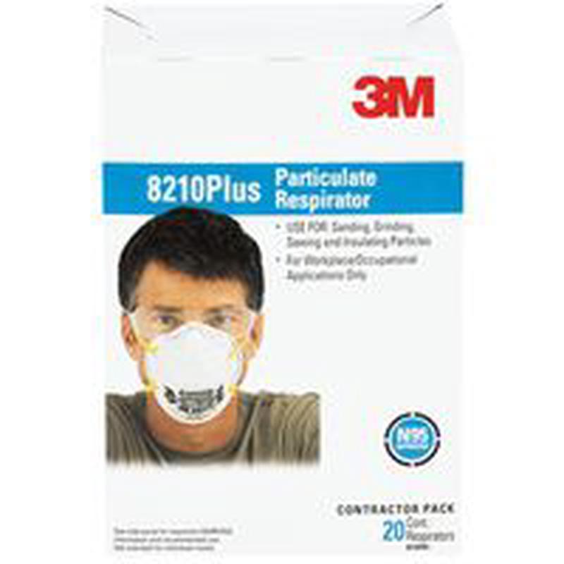 3M + Disposable Respirator Mask, One Size, 95% Filter Efficiency, White (8210PB1-A/8210+)