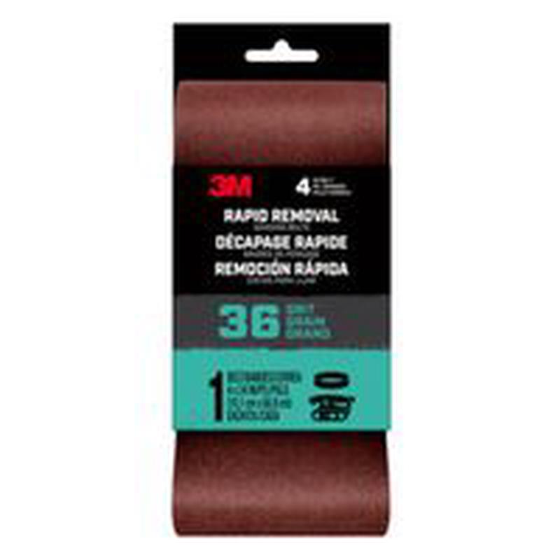 3M Sanding Belt, 4 in W x 24 in L, 36 Grit, Aluminum Oxide Abrasive (27389)