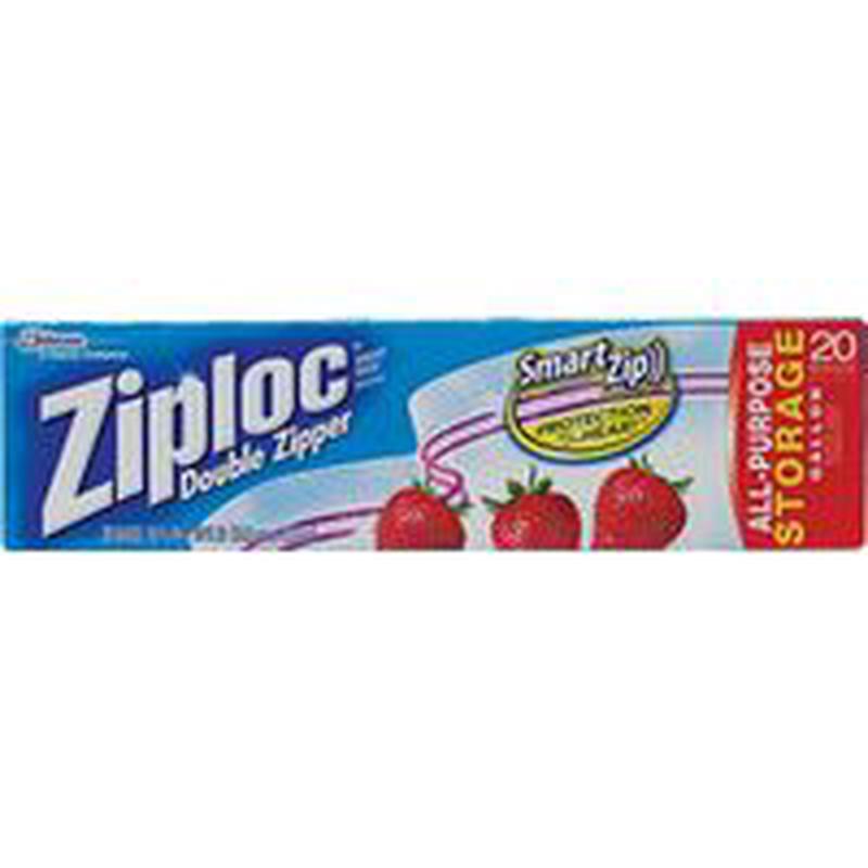 Ziploc 00350 Series Storage Bag, Zipper Closure, 1 Gal Capacity, Plastic, 19/PK