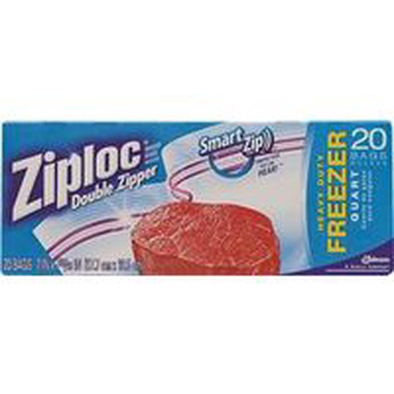 Ziploc 00388 Series Freezer Bag, Zipper Closure, 1 Qt Capacity, 19/PK