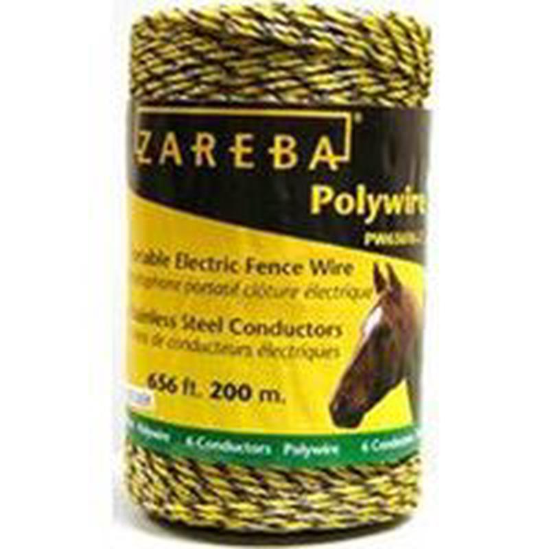 Zareba PW656Y6-Z Polywire, Stainless Steel Conductor, Yellow, 656 ft L, 660' HD Electric Fence Wire