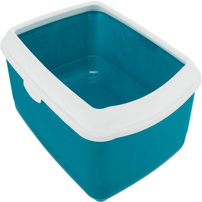 Trixie Classic cat litter tray, with rim, 37 ? 15 ? 47 cm, petrol/white