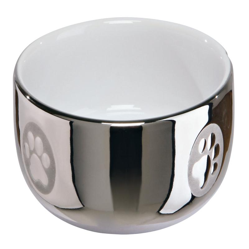 Trixie Cat bowl, ceramic, 0.3 l/diam. 11 cm, silver/white