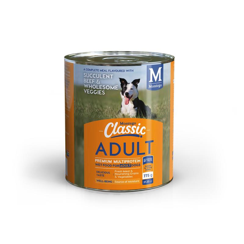 DOG FOOD ADULT WET BEEF 775G MONTEGO
