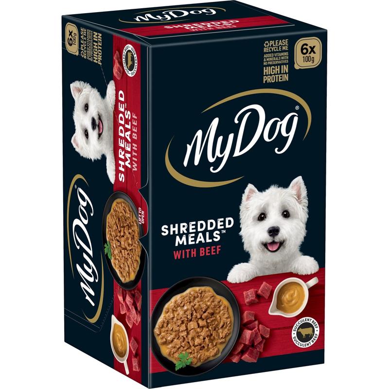 My Dog Wet Food Shredded Meals Beef 6 x 100g