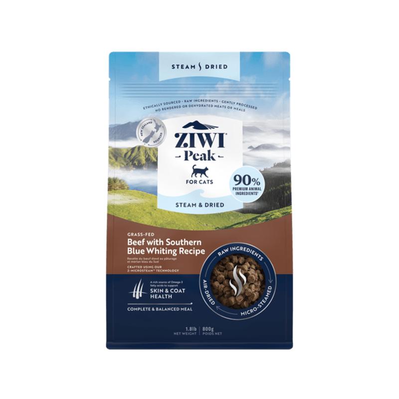 Ziwi Peak Steam Dried Cat Food Beef with Southern Blue Whiting