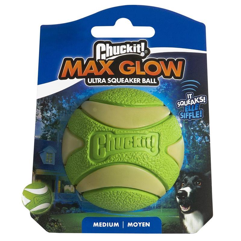 Chuckit Max Glow Ultra Squeaker Ball Medium