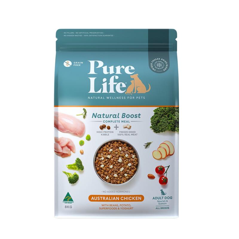 Pure Life Natural Boost Chicken Grain Free Freeze Dried Adult Dog Food 8kg