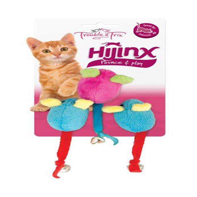 Trouble & Trix Cat Toy HiJinx Mice Bell 3 Pack