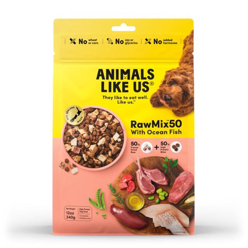 Animals Like Us Raw Mix 50 with Grass Fed Ocean Fish Freeze Dried Dog Food