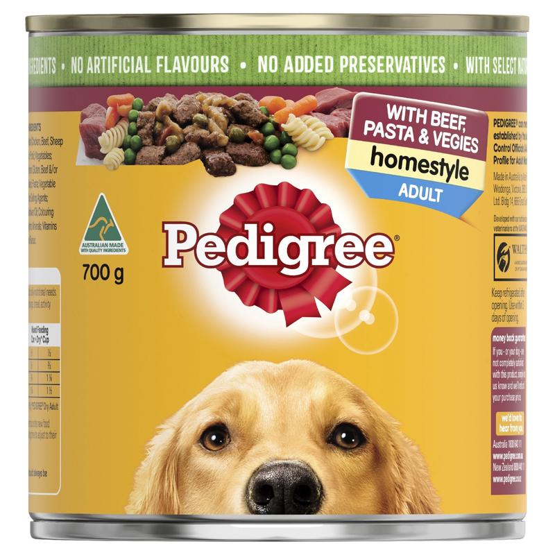 Pedigree Wet Dog Food Cans Homestyle Beef Pasta and Vegetables 12x700g