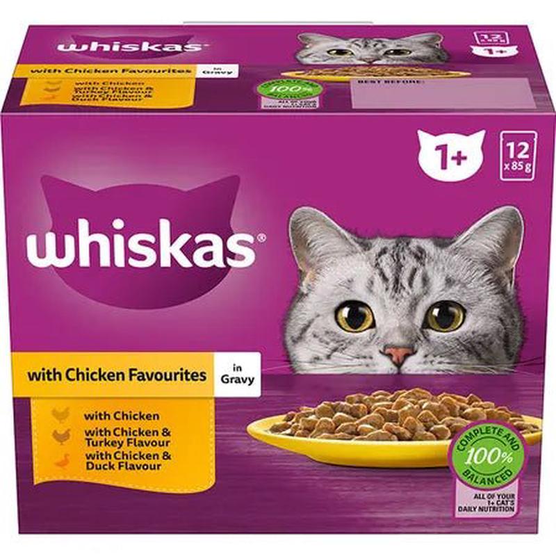 Whiskas Wet Cat Food Chicken Favourites in Gravy 12x85g