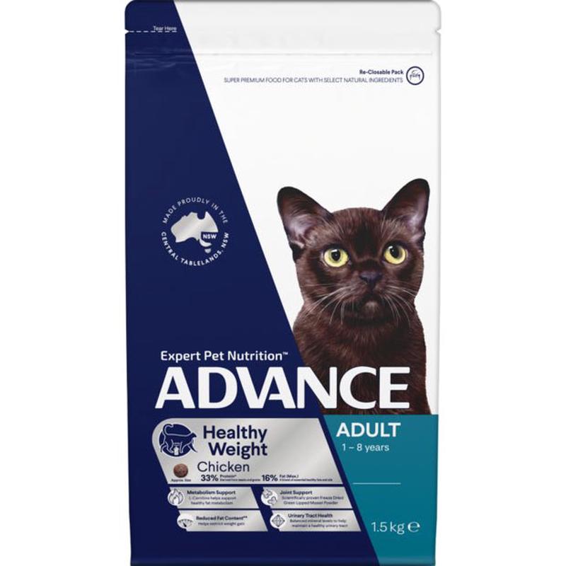 Advance Dry Cat Food Adult Healthy Weight Chicken 1.5kg