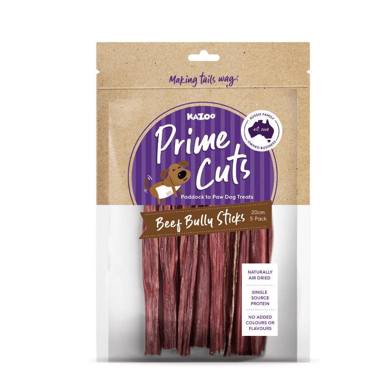 Kazoo Prime Cuts Beef Bully Sticks 20cm 5 Pack