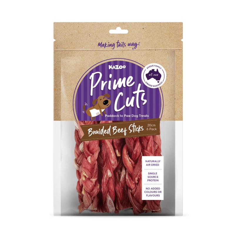 Kazoo Prime Cuts Braided Beef Sticks 20cm 6 Pack