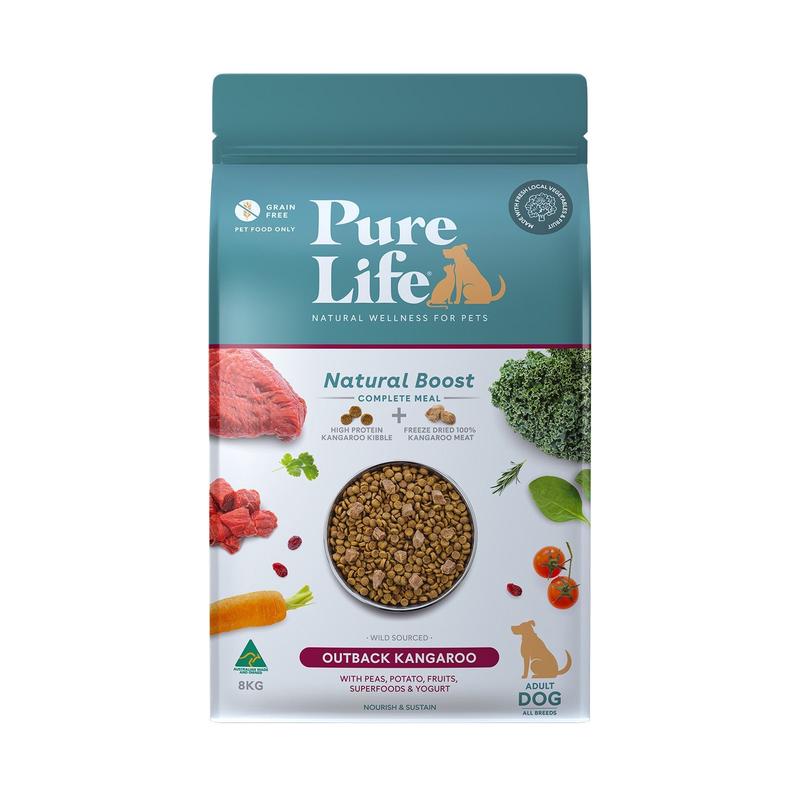 Pure Life Natural Boost Kangaroo Grain Free Freeze Dried Adult Dog Food 8kg