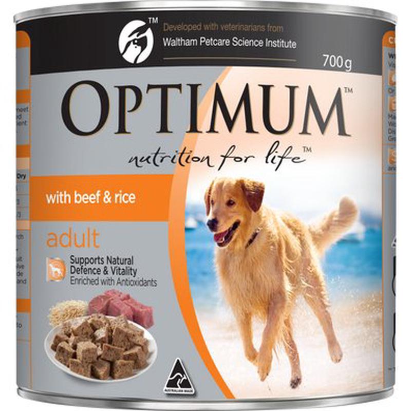 Optimum Wet Dog Food Adult Beef & Rice 12x700g
