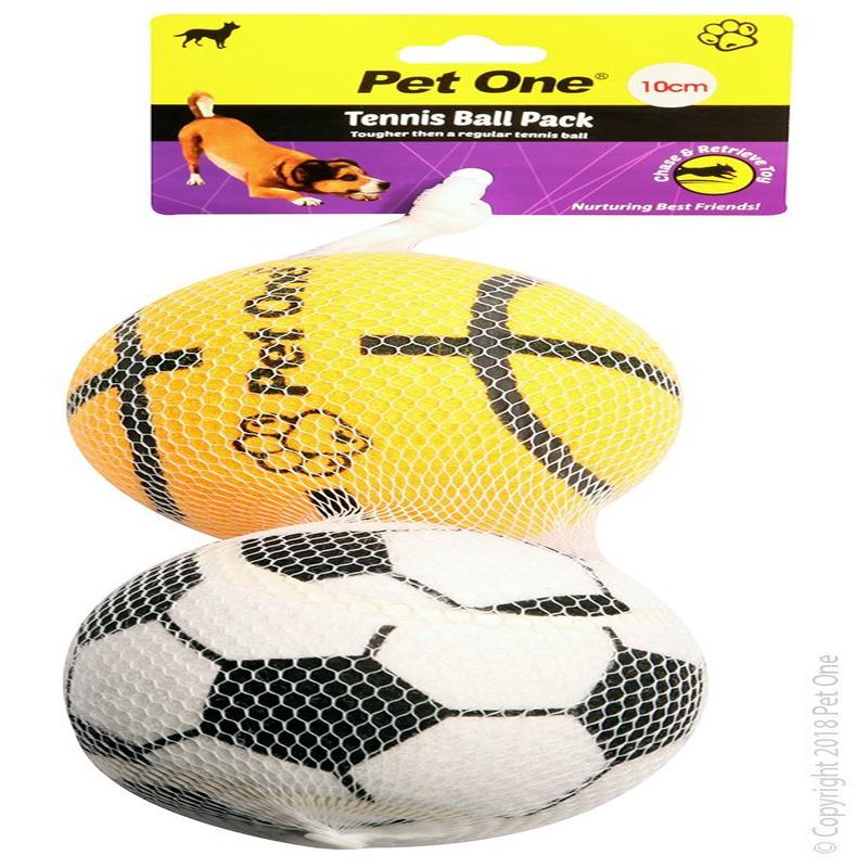 Pet One Tennis Ball 2 Pack With Print 10cm