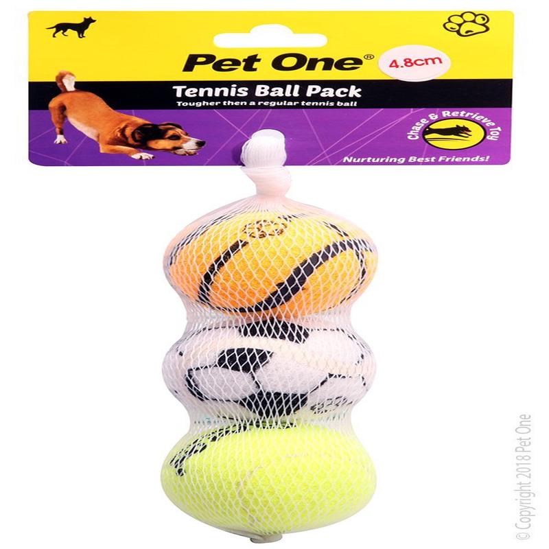 Pet One Tennis Ball 3 Pack With Print