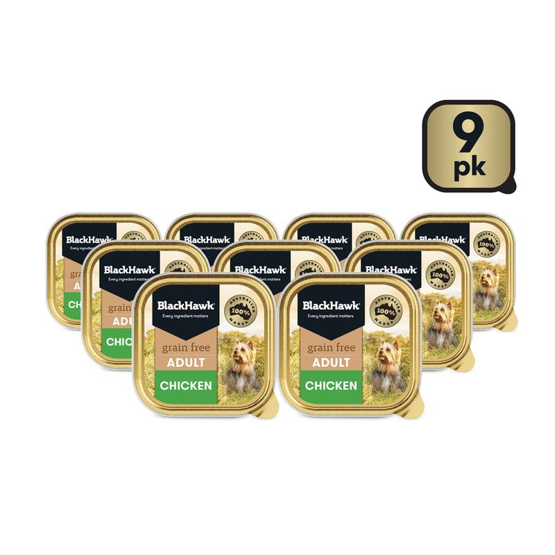 Black Hawk Grain Free Wet Dog Food 100g x 9 Chicken