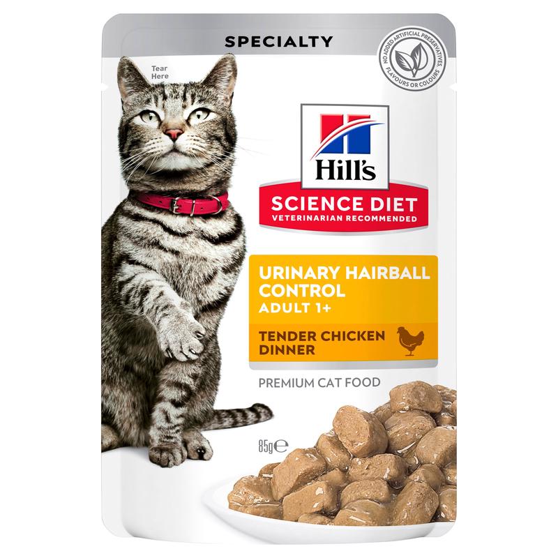 Hill's Science Diet Adult Urinary Hairball Control Chicken Cat Food pouches 85g