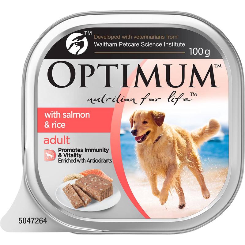 Optimum Wet Dog Food Salmon & Rice 12x100g