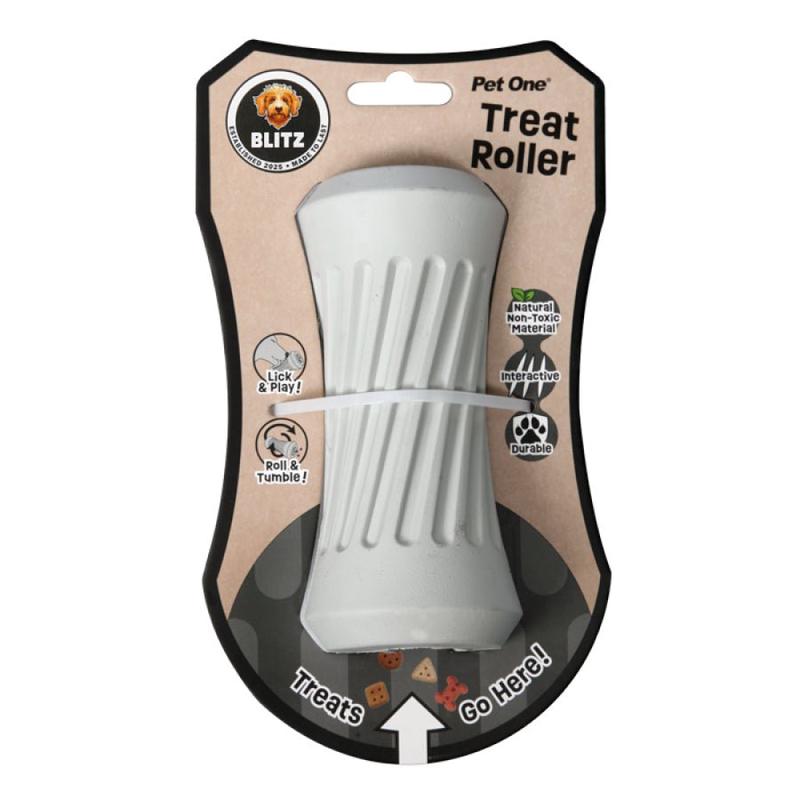 Pet One Dog Toy Blitz Rubber Treat Roller Grey