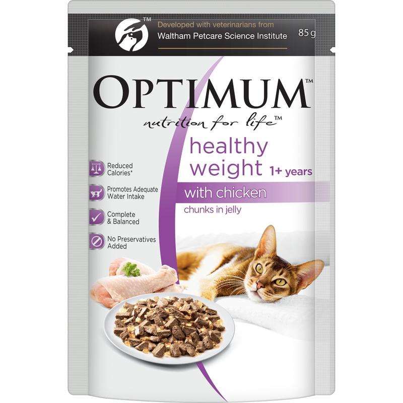 Optimum Wet Cat Food Healthy Weight Chunks in Jelly Chicken 85g
