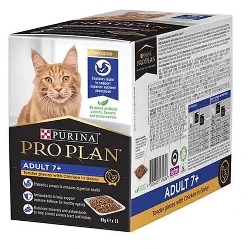 Pro Plan Cat Wet Pouches Adult 7+ Chicken 12x85g