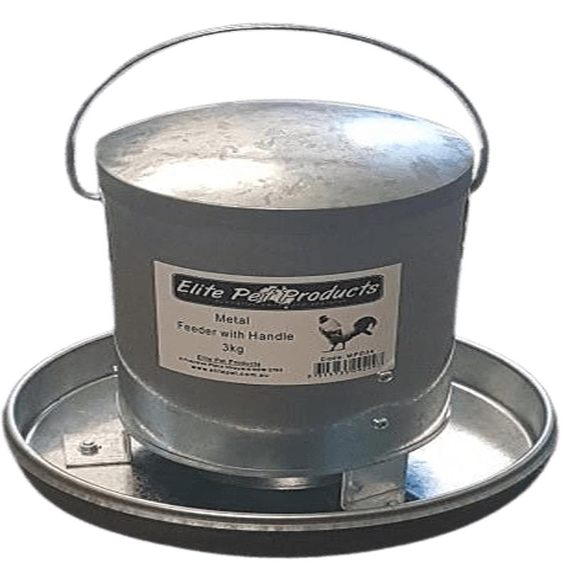 Elite Pet Metal Poultry Feeder Metal with Handle 3kg