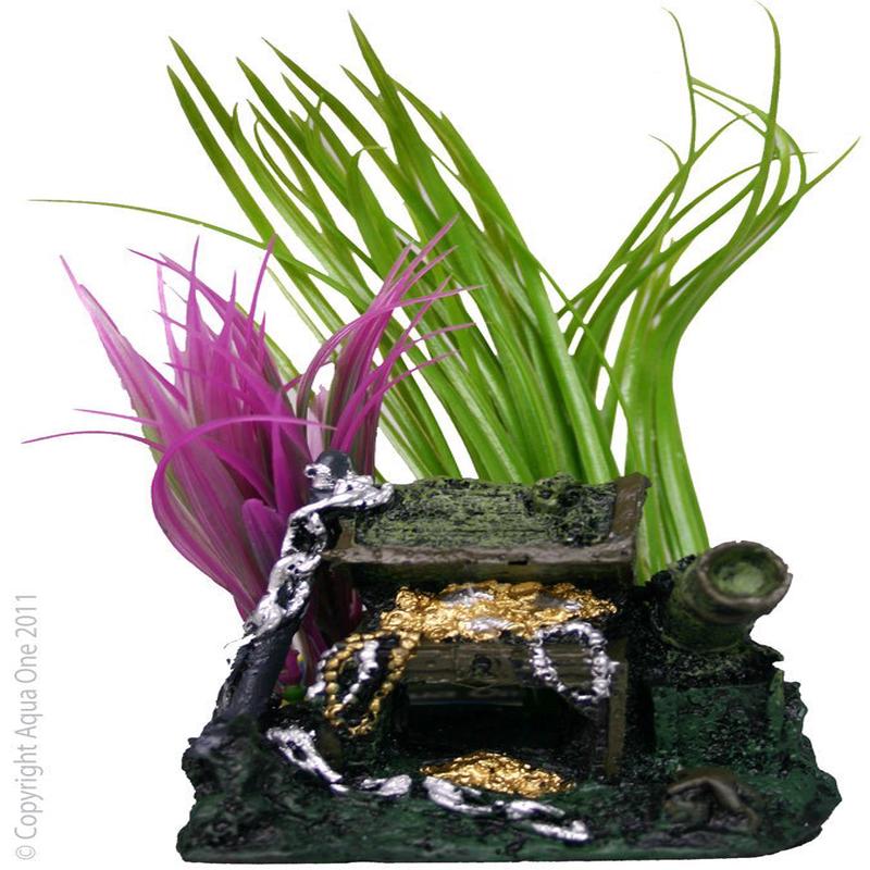 Aqua One Treasure Chest and Plant Ornament