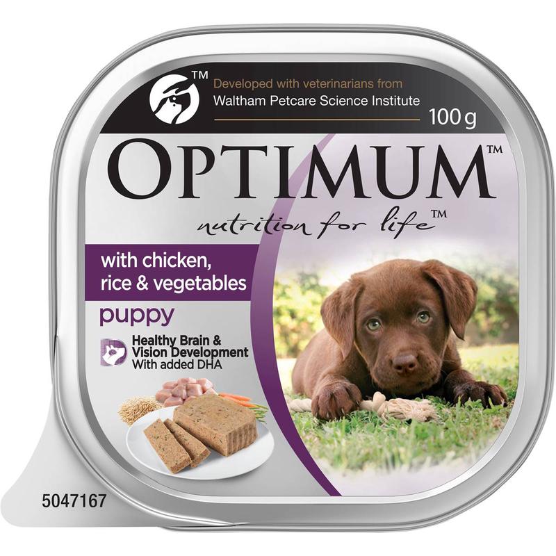 Optimum Wet Dog Food Puppy Chicken Rice & Vegetable 12x100g