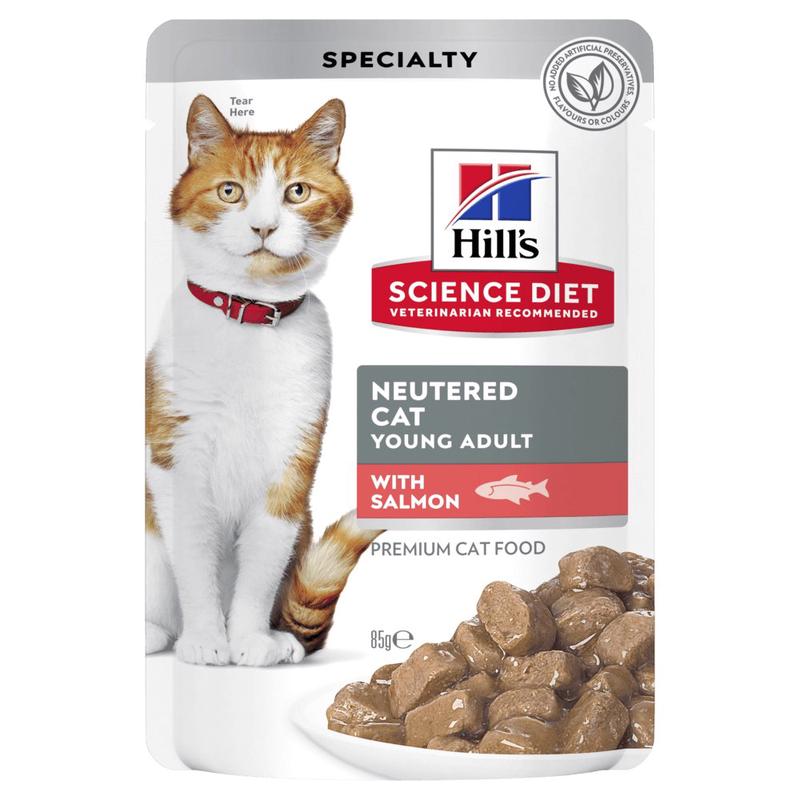 Hill's Science Diet Adult Neutered Salmon Cat Food Pouches 85g