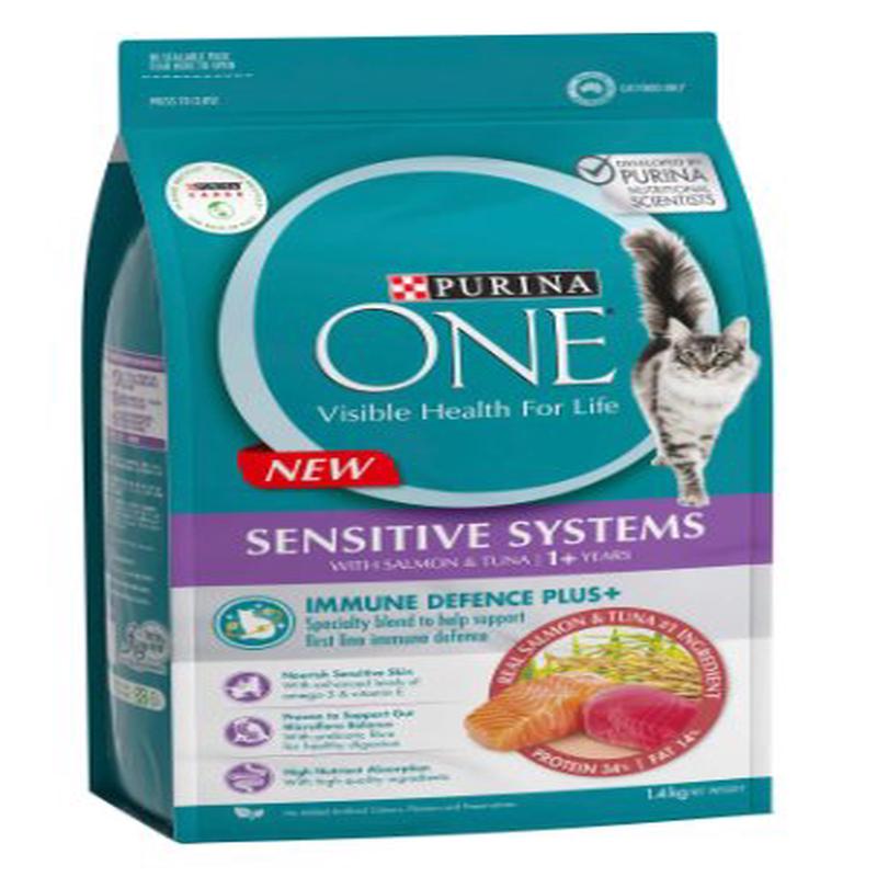 Purina ONE Dry Cat Food Sensitive Salmon and Tuna 1.4kg