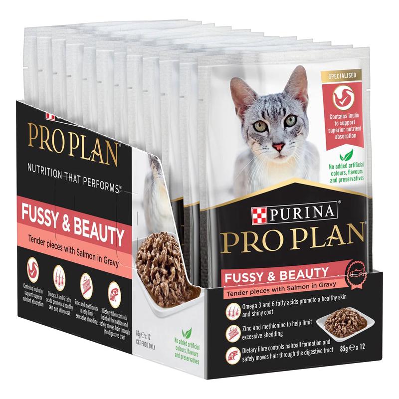 Pro Plan Cat Wet Pouches Fussy & Beauty Salmon 12x85g
