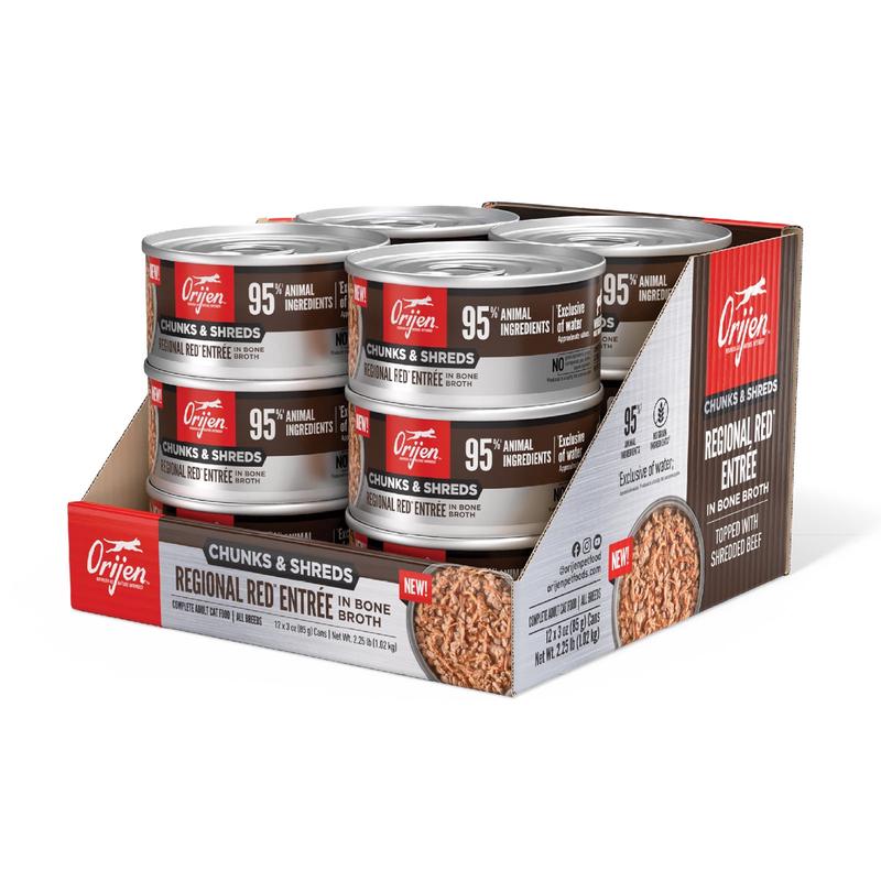 ORIJEN Chunks and Shreds Regional Red in Bone Broth 12 x 85g